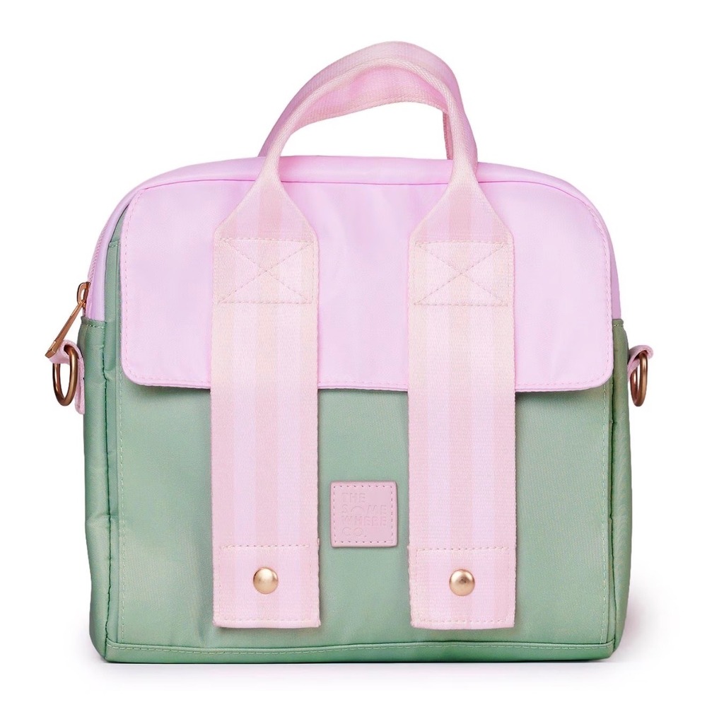 The Somewhere Co Lunch Tote Womens OS Green Pink NWT Insulated Sweet Pea